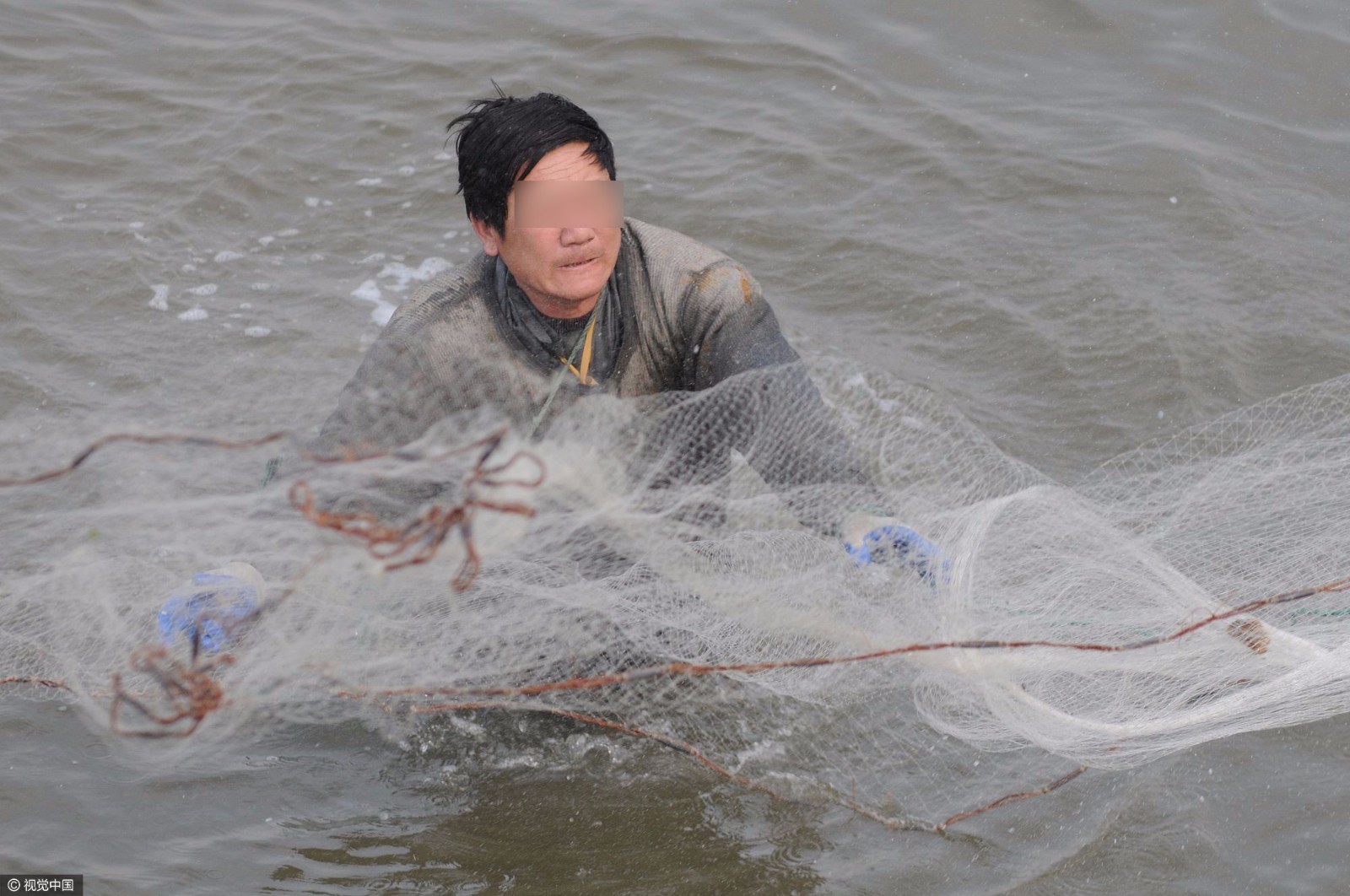 鱼洄游产卵 市民张网捕捞半小时获几十斤