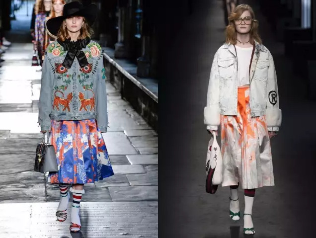 左：Gucci 2017 春夏  右：Gucci 2016 春夏