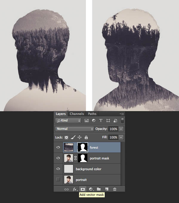 photoshop制作水墨风格二次曝光头像