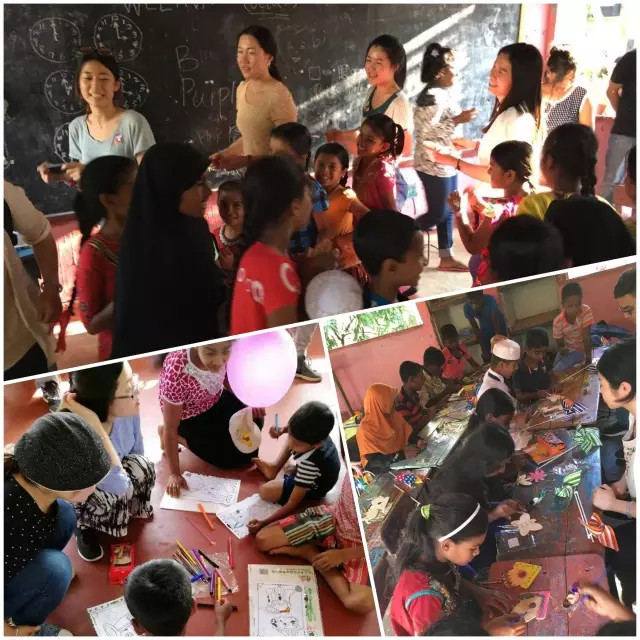 我们的志愿者们正在全神贯注地进行英语支教、
制作风车、教授英语歌曲舞蹈！