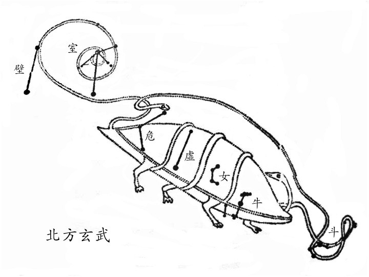 斗、牛、女、虚、危、室、壁（北方玄武），图取自高鲁的《星象统笺》。