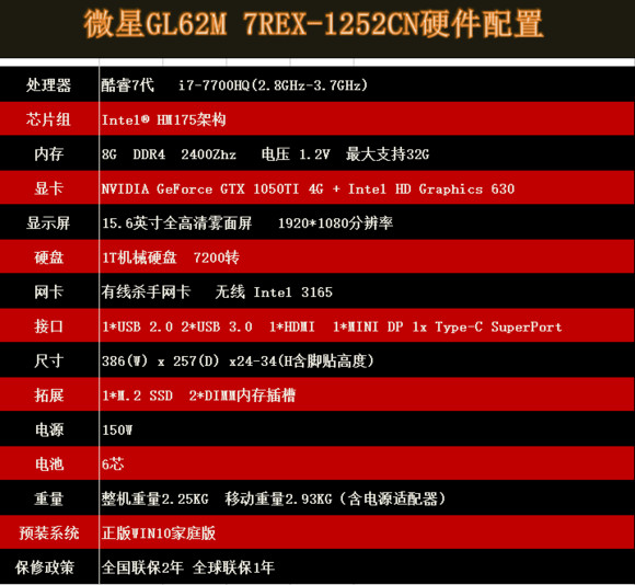 微星gl62m 7rex-1252cn搭载gtx1050ti 4g显存游戏本评测!