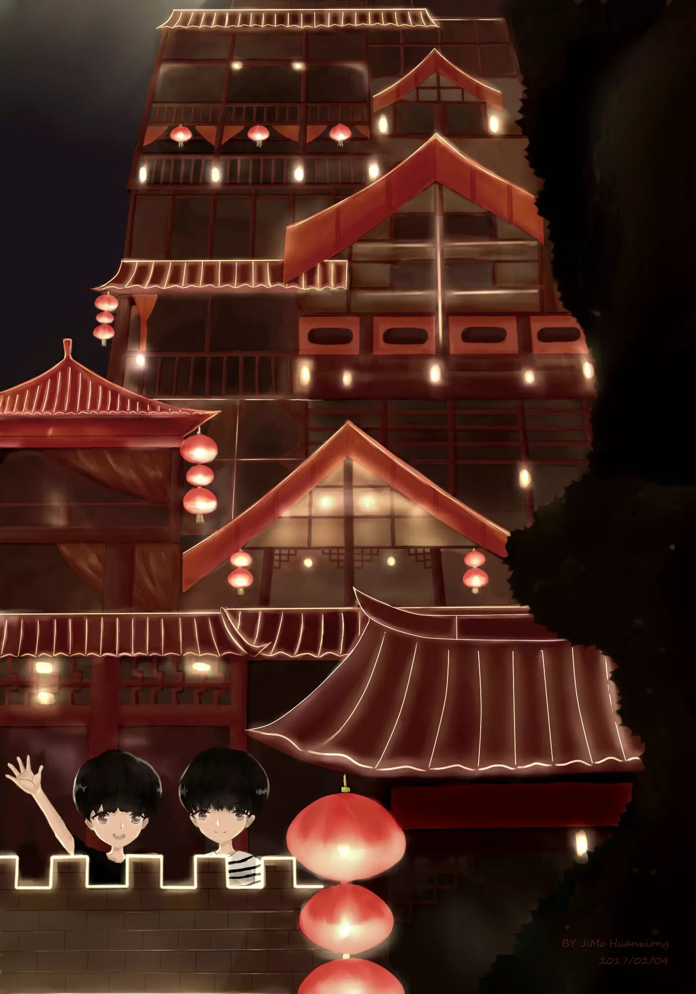 好萌!王俊凯王源粉丝走心绘画"渝州八景"