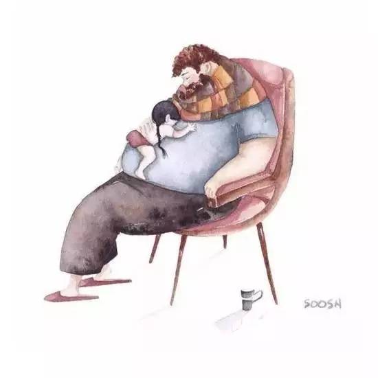 一组父与女的漫画:父爱是永远不会沉的巨轮