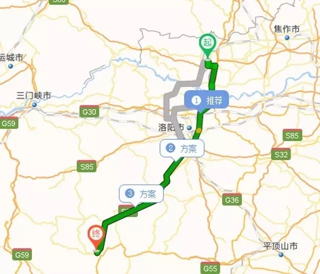 济源市方向来栾路线:从焦作上高速,途径长济高速s28→二广高速g55→郑