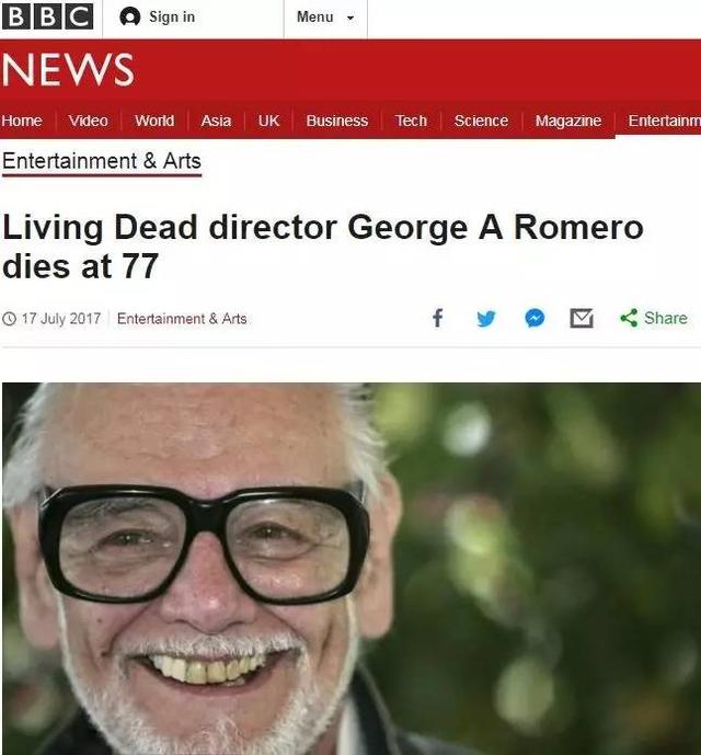 罗梅罗(george a. romero)于 7 月 16 日,在睡梦中离世,享年 77 岁.