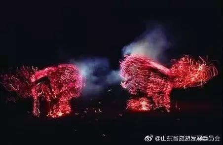 山东67火狮子有别于传统的南狮北狮造型奇特浑身星光