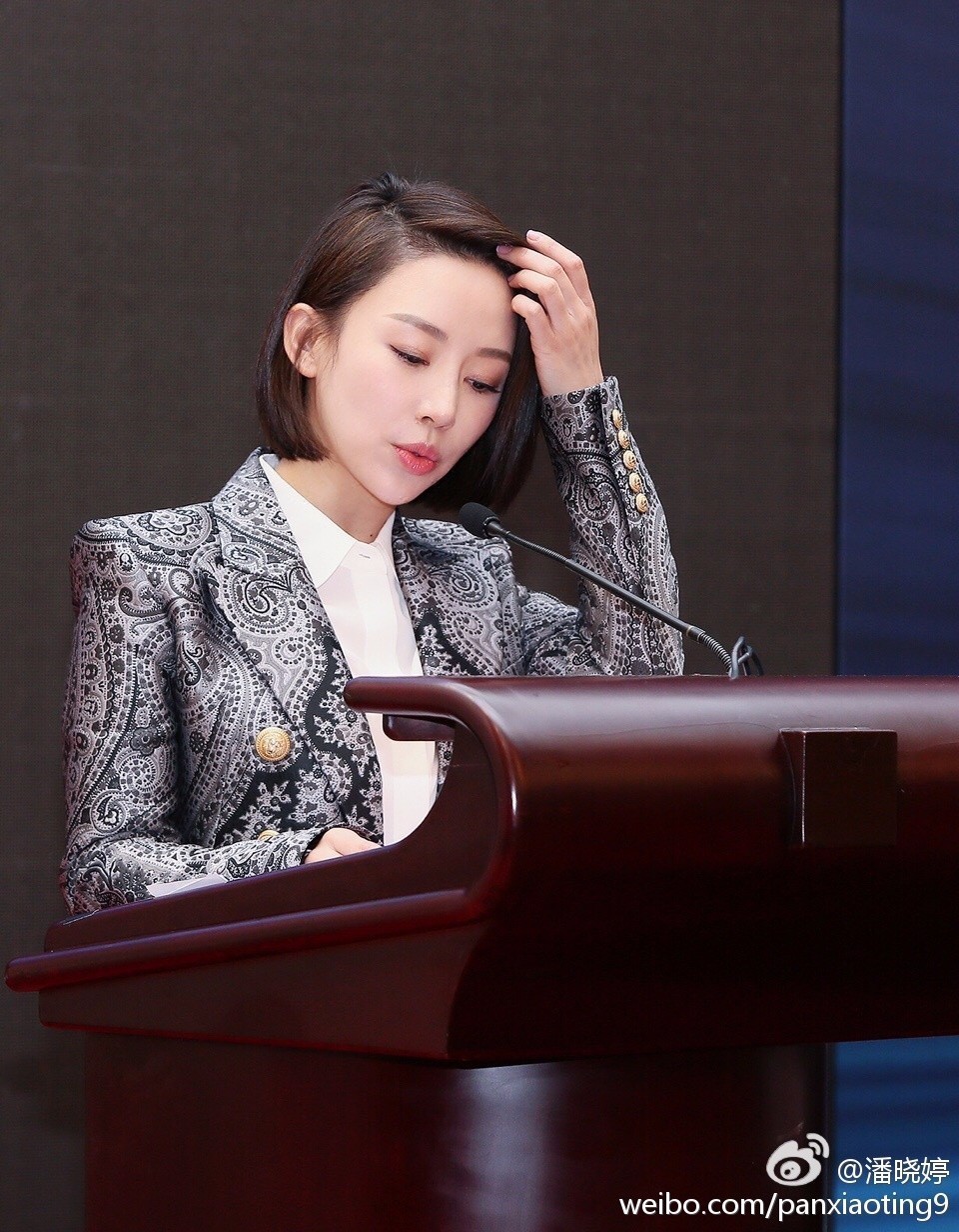 潘晓婷现身人民大会堂 知性短发更添魅力