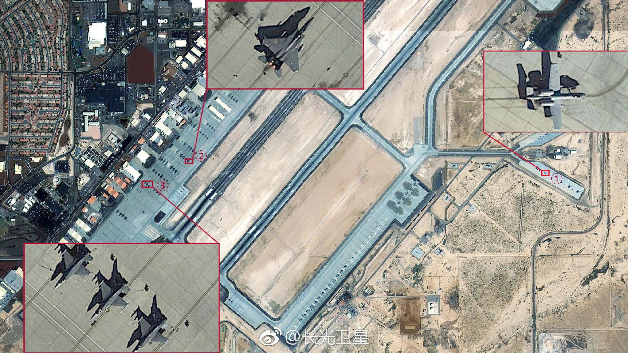 给你看战斗机中国公司晒美内利斯空军基地高清卫星图