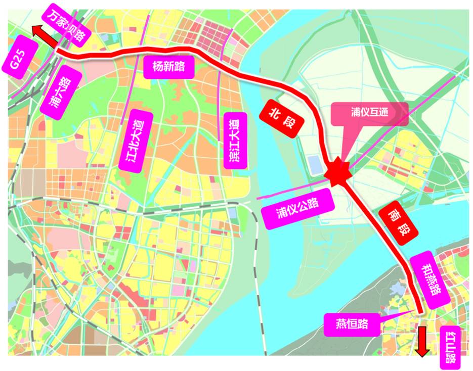 和燕路過江通道年內開工項目起於浦泗立交,跨越長江八卦洲上壩段夾江