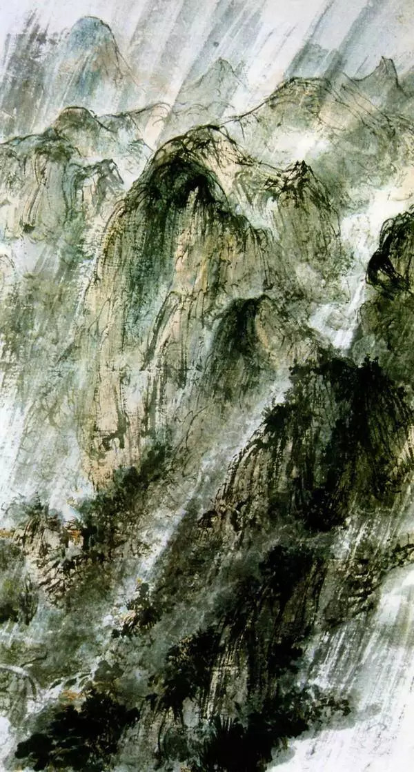 一半山川带雨痕傅抱石画风雨