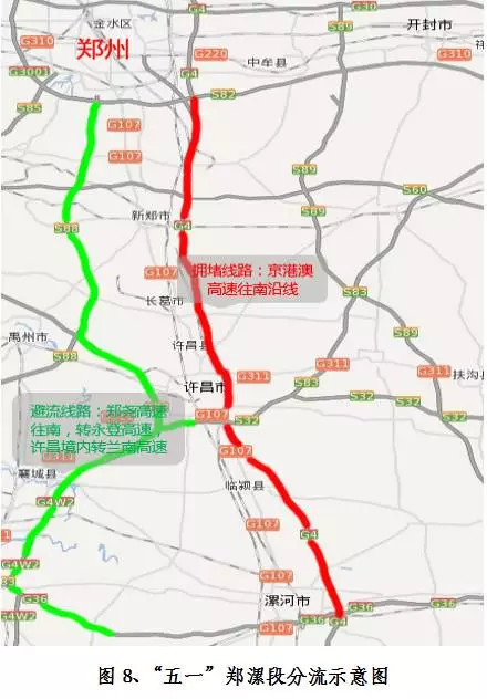 易堵路线:京港澳郑漯段,尤其机场高速(s1)与京港澳高速(g4)交汇处,京