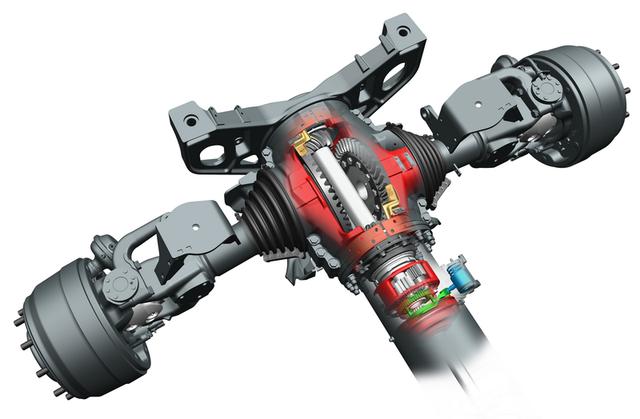 一个主动锥齿轮,一个从动齿轮组成,变速箱传递过来的动力经过主,从动