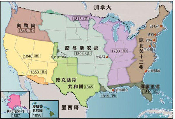 美国历史地图演变过程图片