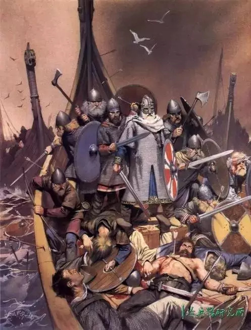 阿尔弗雷德大帝穿皮甲拿长矛击败穿锁甲拿长剑的维京人